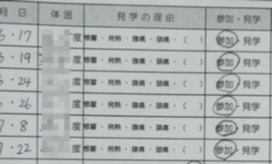 水泳参加の健康カード