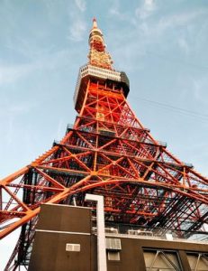 東京タワーを下から見上げた風景