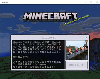 マインクラフト初回起動画面