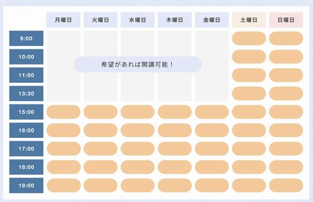 へやすぽアシストのレッスン時間枠