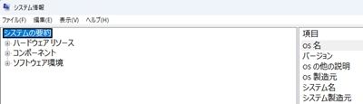 Windowsシステム情報画面